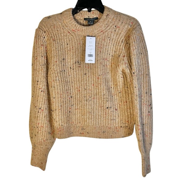 French Connection Size M Sweater Natalya Ribbed Sweater Camel Multi Wool Alpaca - Picture 2 of 11
